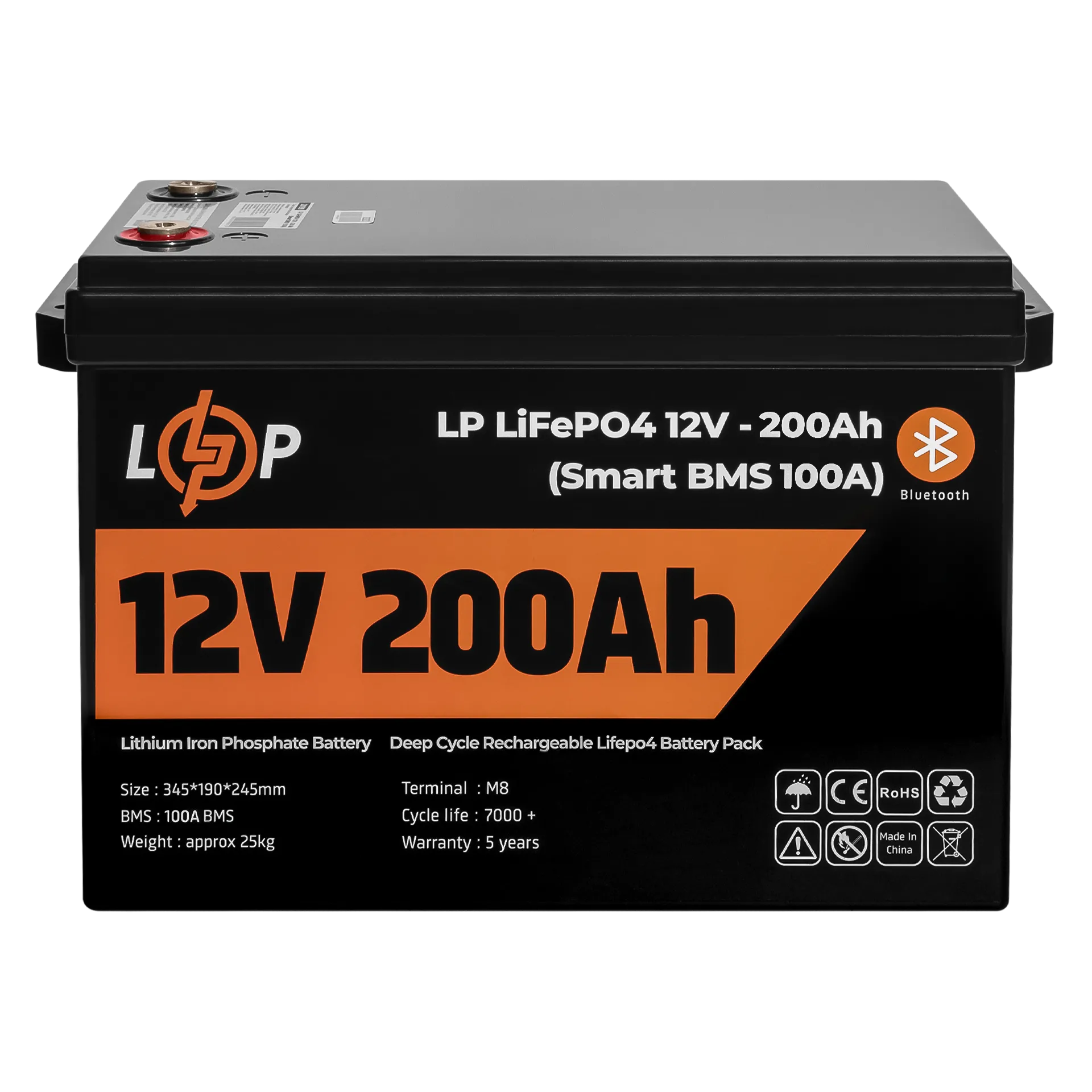 ���������� LP LiFePO4 12V (12,8V) - 200 Ah (2560Wh) (Smart BMS 100�) � BT ������� ��� ���