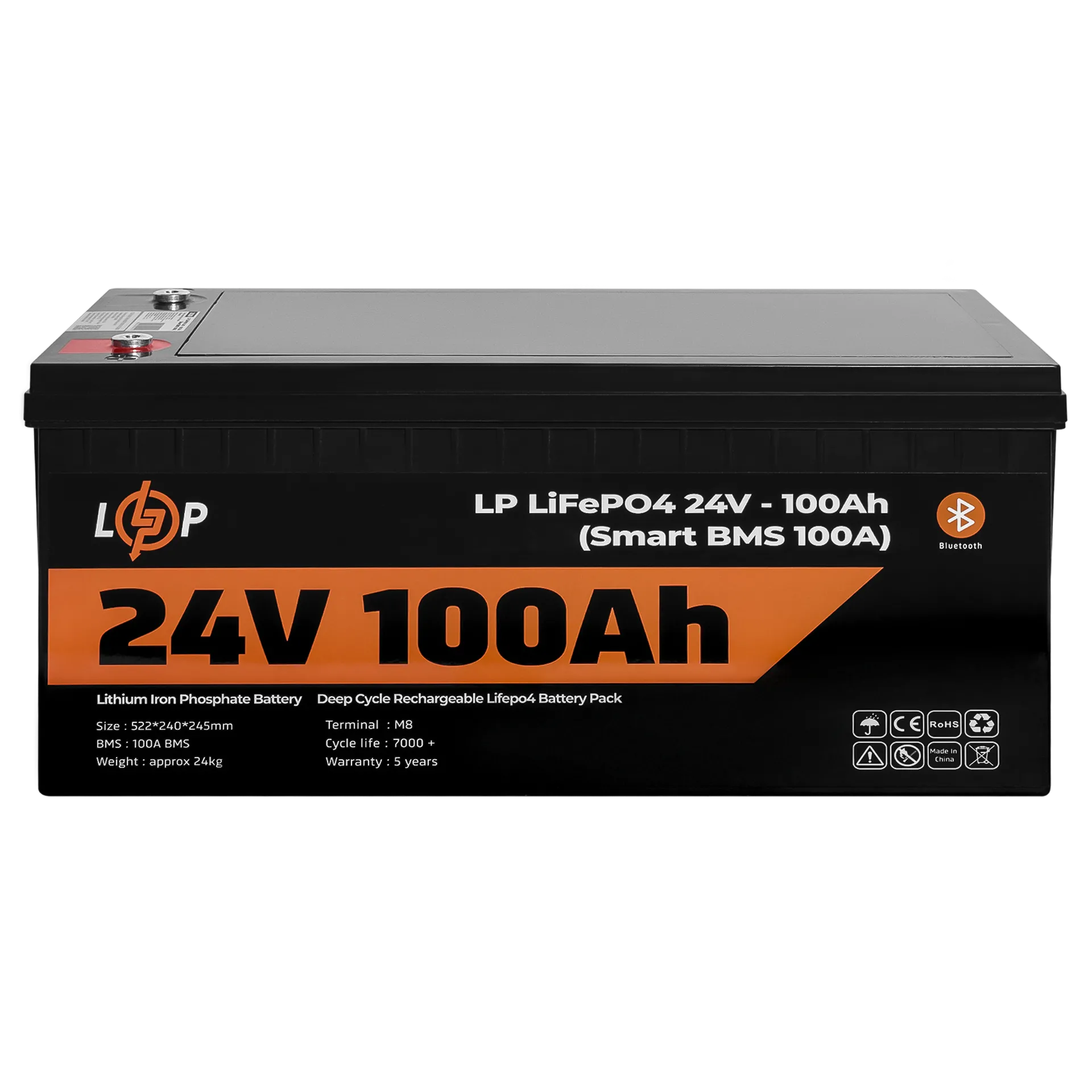 ���������� LP LiFePO4 24V (25,6V) - 100 Ah (2560Wh) (Smart BMS 100�) � BT ������� ��� ���