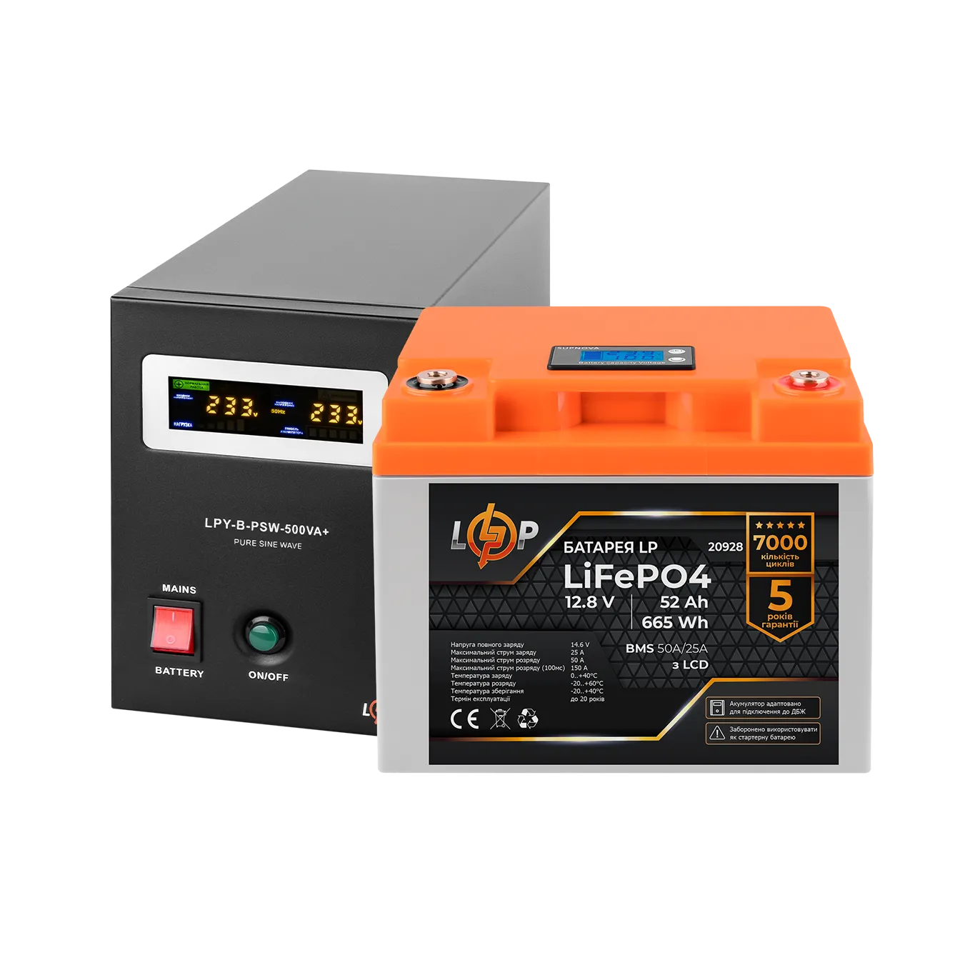 �������� ���������� �������� LP (LogicPower) ��� + ���� (LiFePO4) ������� (UPS B500+ ��� LiFePO4 640W)