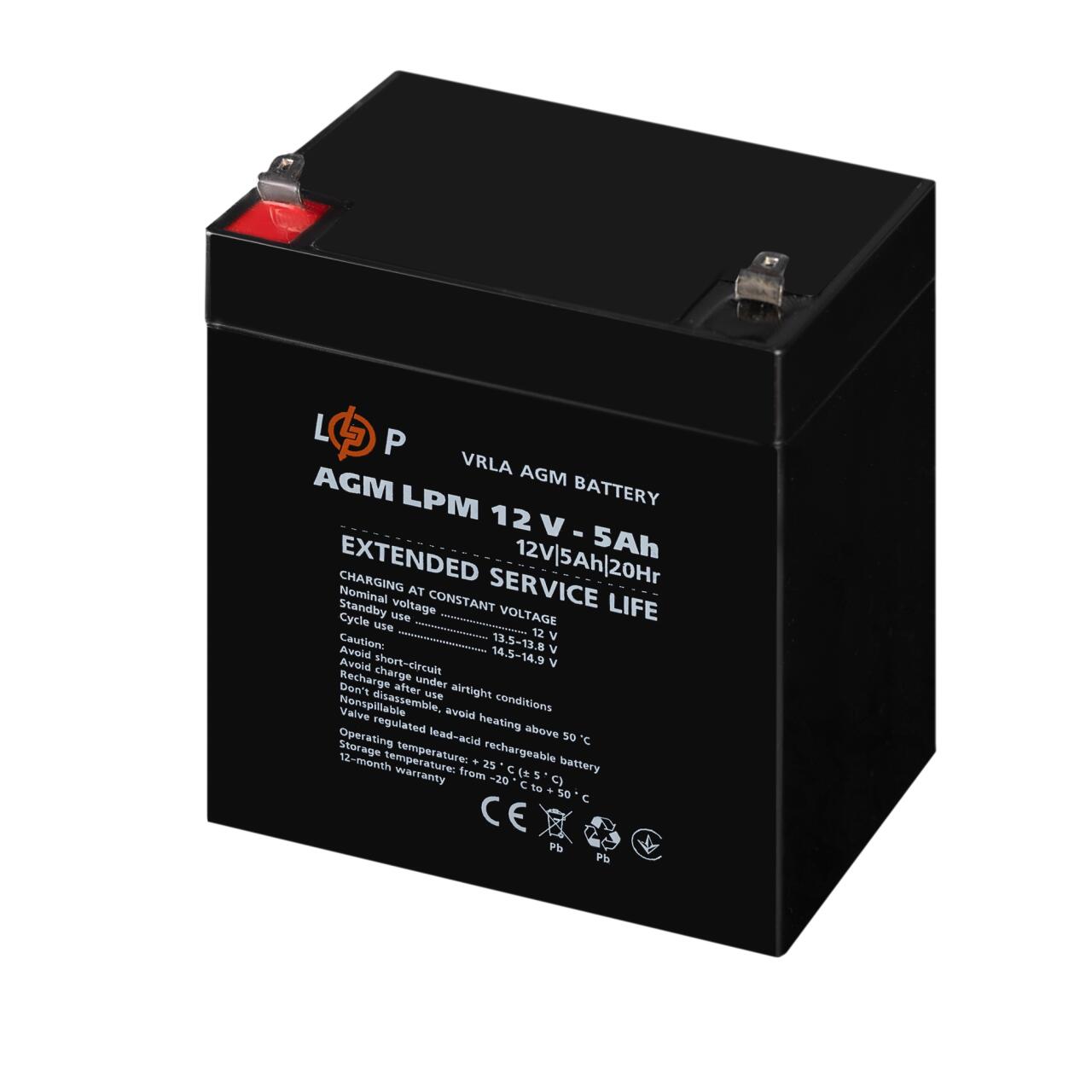 Акумулятор AGM LPM 12V - 5 Ah Акумулятор AGM LPM 12V - 5 Ah