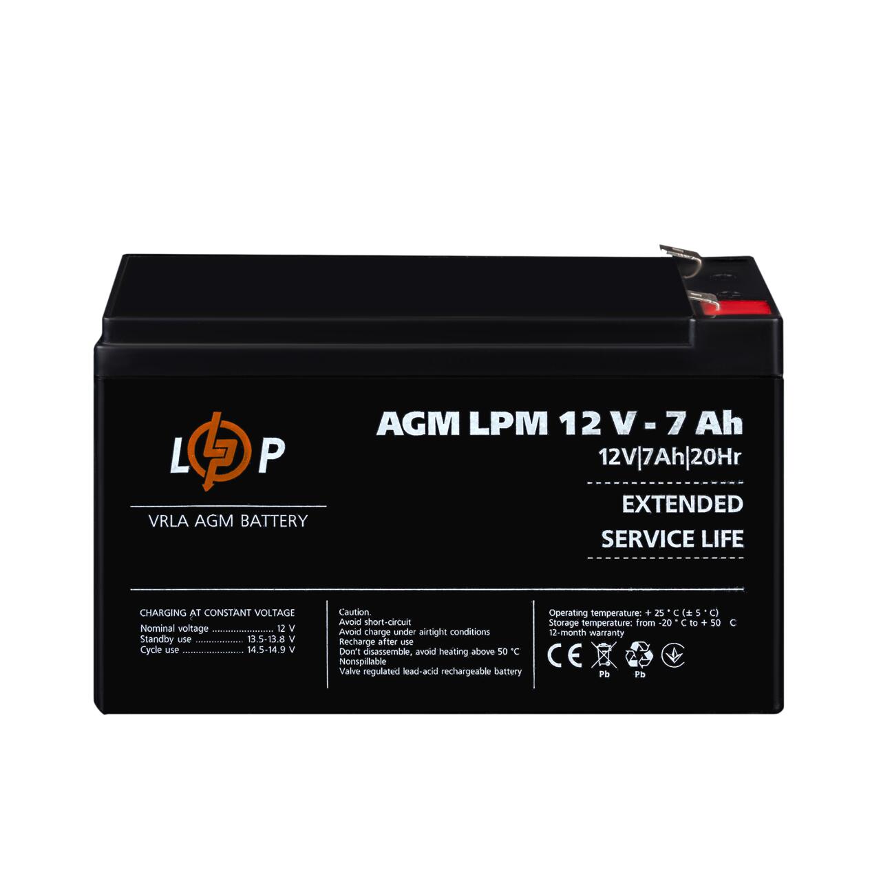 Акумулятор AGM LPM 12V - 7 Ah Акумулятор AGM LPM 12V - 7 Ah