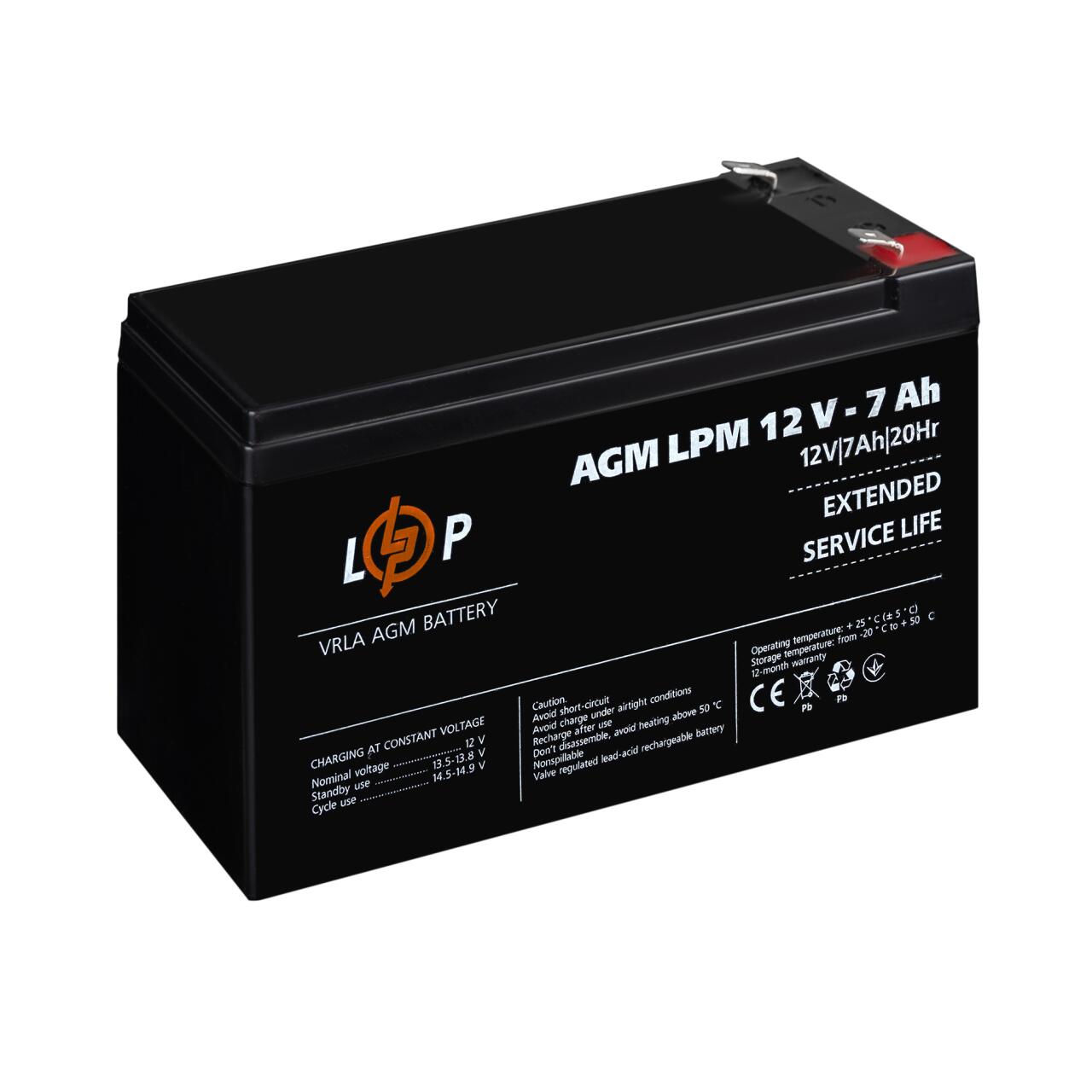 Акумулятор AGM LPM 12V - 7 Ah Акумулятор AGM LPM 12V - 7 Ah