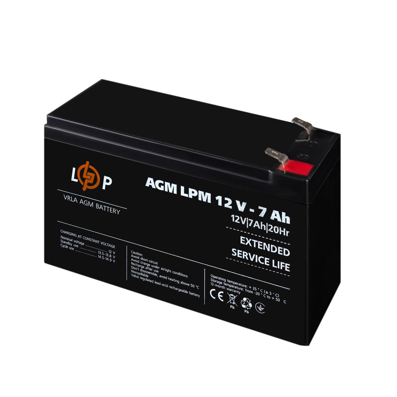 Акумулятор AGM LPM 12V - 7 Ah Акумулятор AGM LPM 12V - 7 Ah