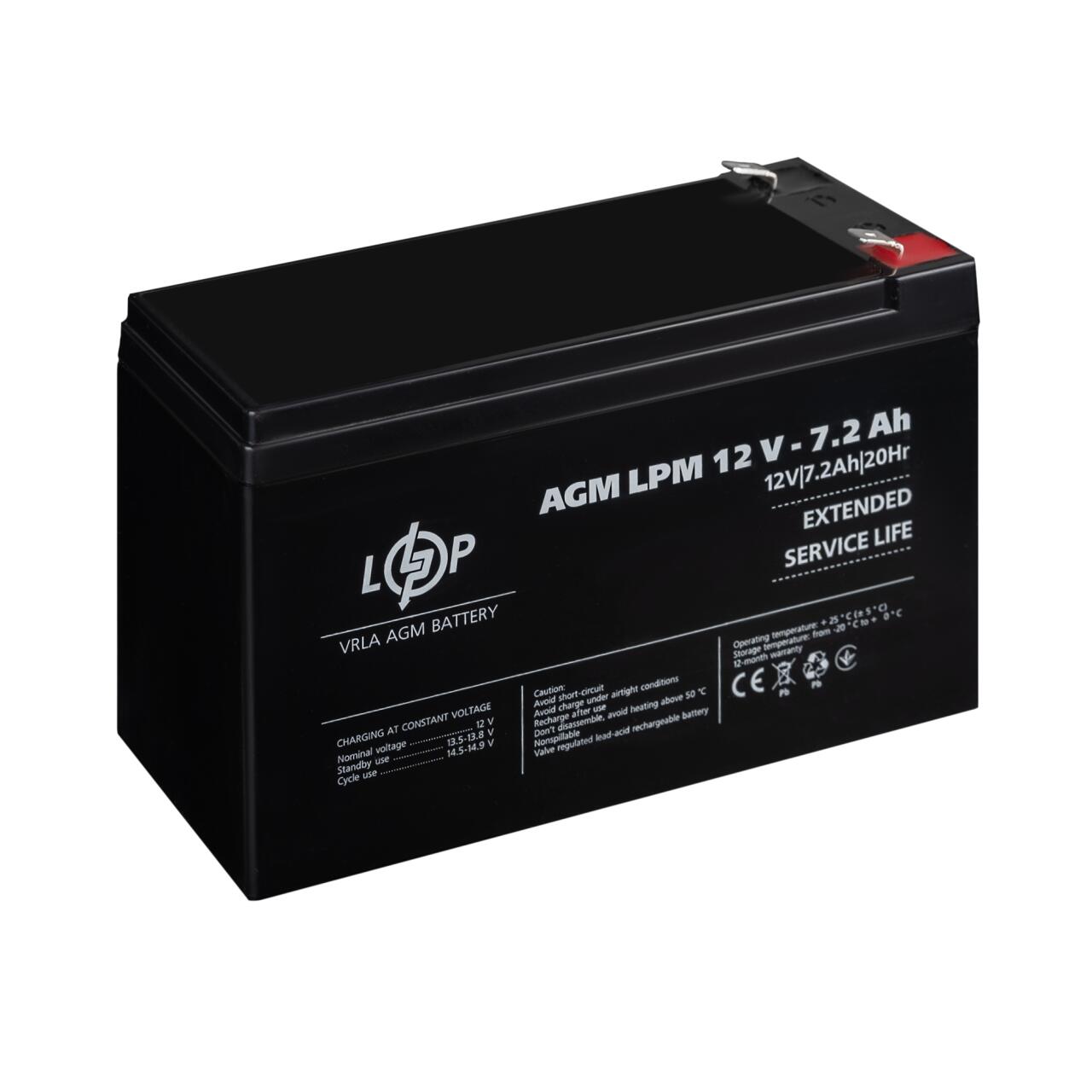Акумулятор AGM LPM 12V - 7.2 Ah Акумулятор AGM LPM 12V - 7.2 Ah