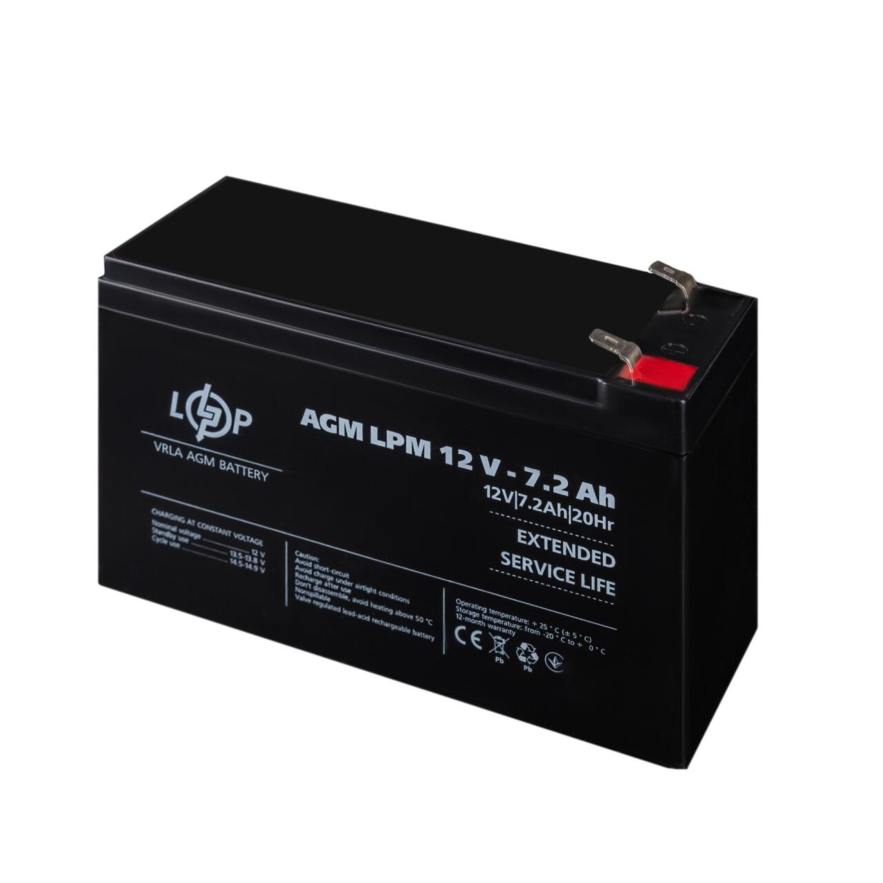 Акумулятор AGM LPM 12V - 7.2 Ah Акумулятор AGM LPM 12V - 7.2 Ah