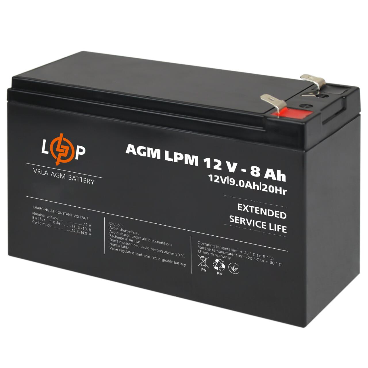 Акумулятор AGM LPM 12V - 8 Ah Акумулятор AGM LPM 12V - 8 Ah