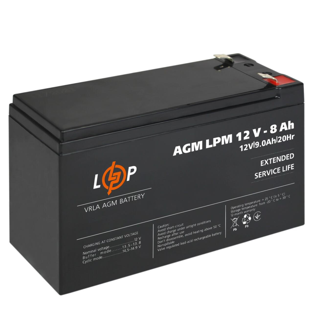 Акумулятор AGM LPM 12V - 8 Ah Акумулятор AGM LPM 12V - 8 Ah