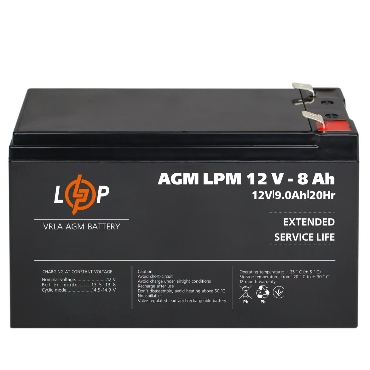 Акумулятор AGM LPM 12V - 8 Ah Акумулятор AGM LPM 12V - 8 Ah