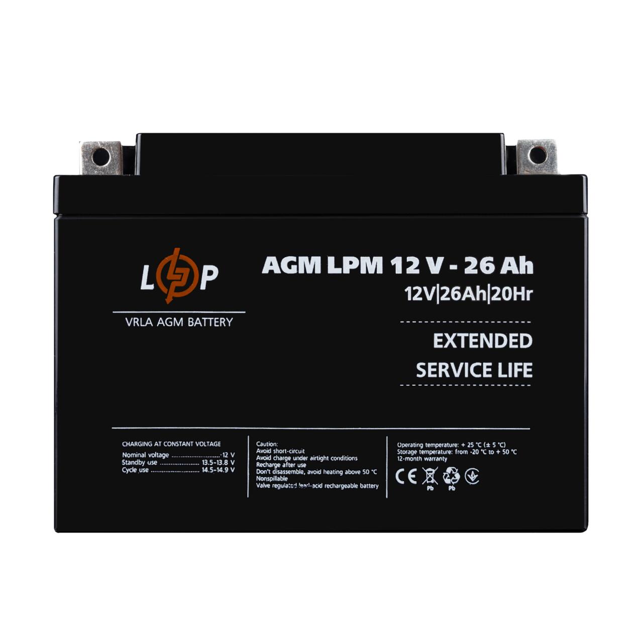 Акумулятор AGM LPM 12V - 26 Ah Акумулятор AGM LPM 12V - 26 Ah