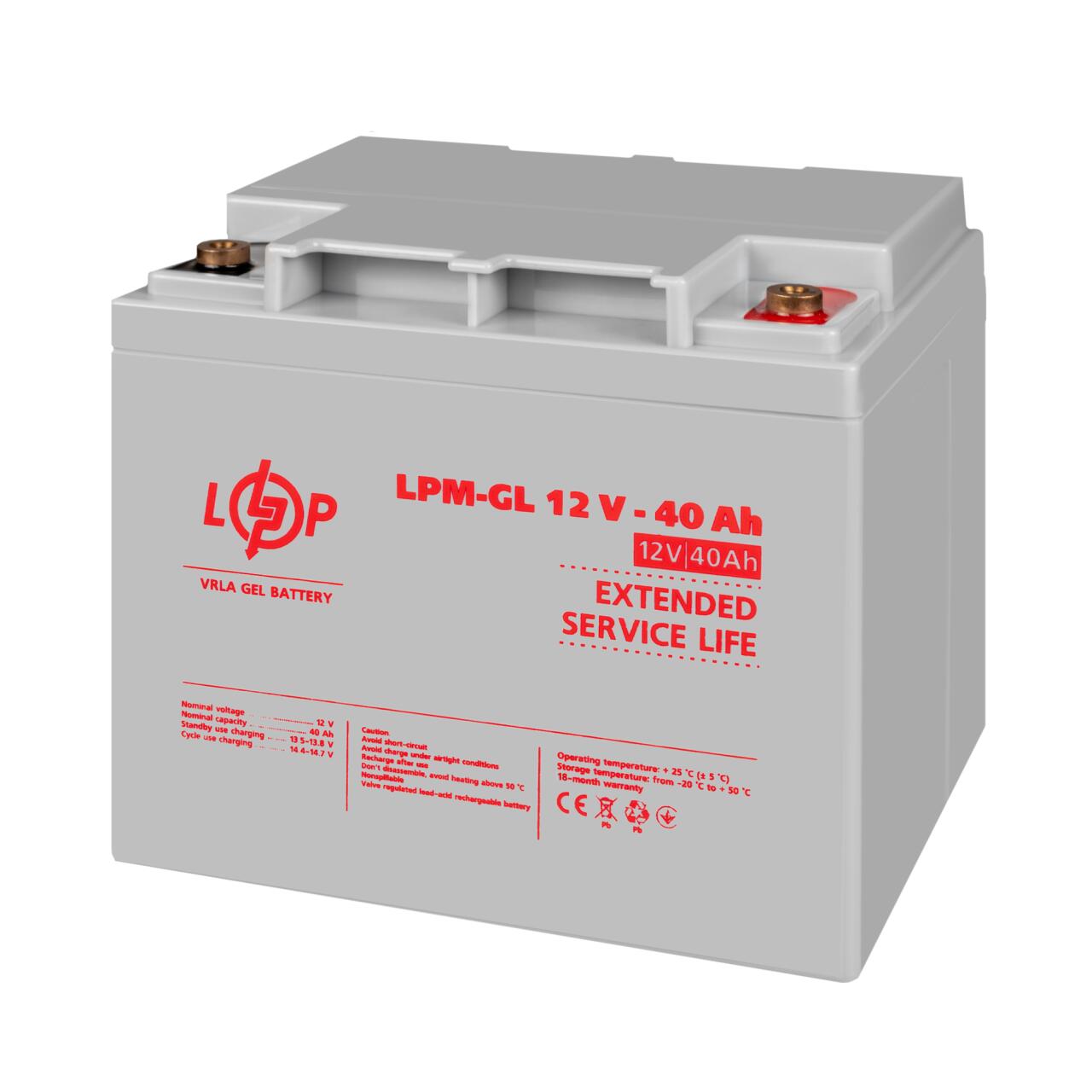 Акумулятор гелевий LPM-GL 12V - 40 Ah Акумулятор гелевий LPM-GL 12V - 40 Ah
