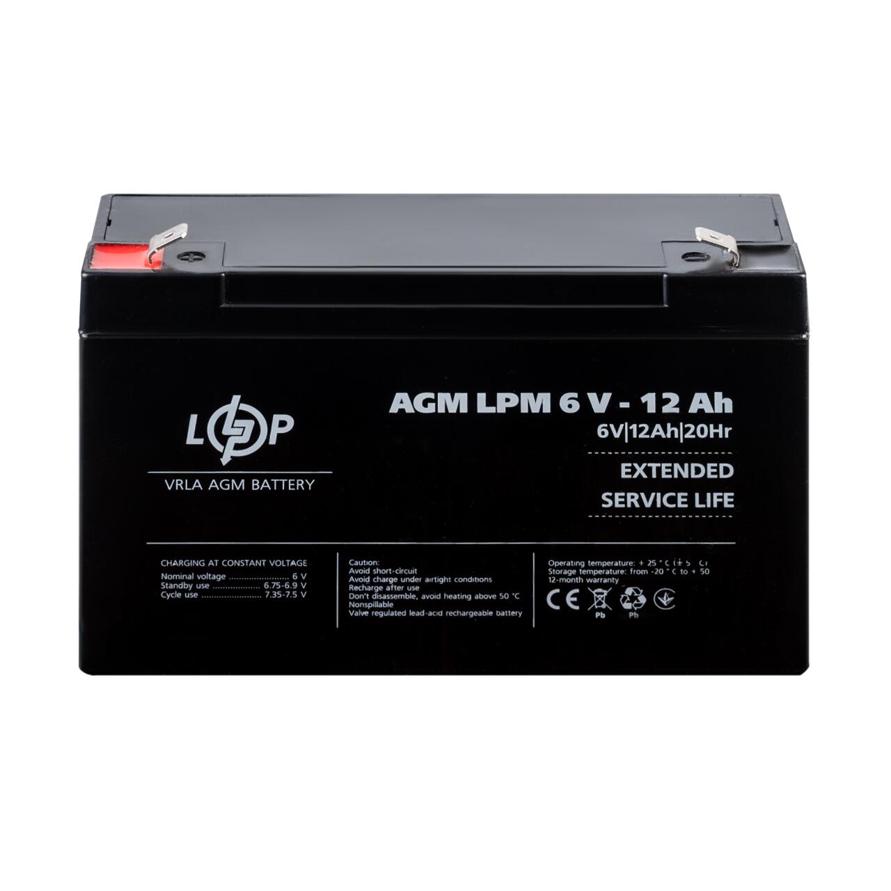 Акумулятор AGM LPM 6V - 12 Ah Акумулятор AGM LPM 6V - 12 Ah
