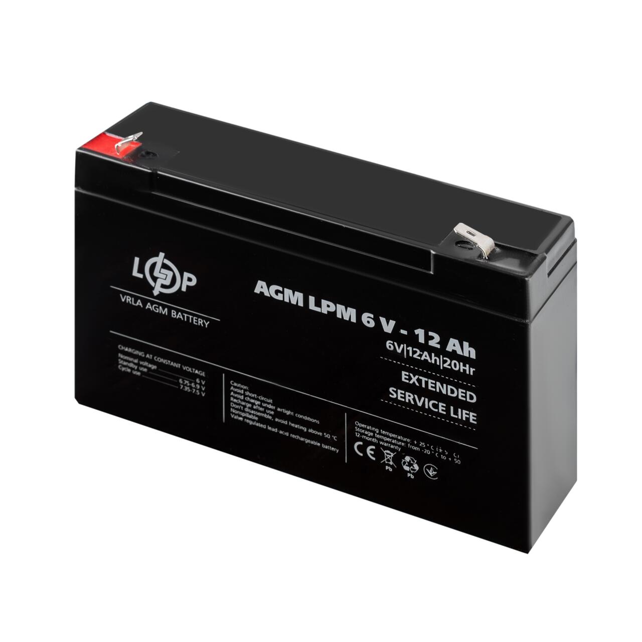 Акумулятор AGM LPM 6V - 12 Ah Акумулятор AGM LPM 6V - 12 Ah