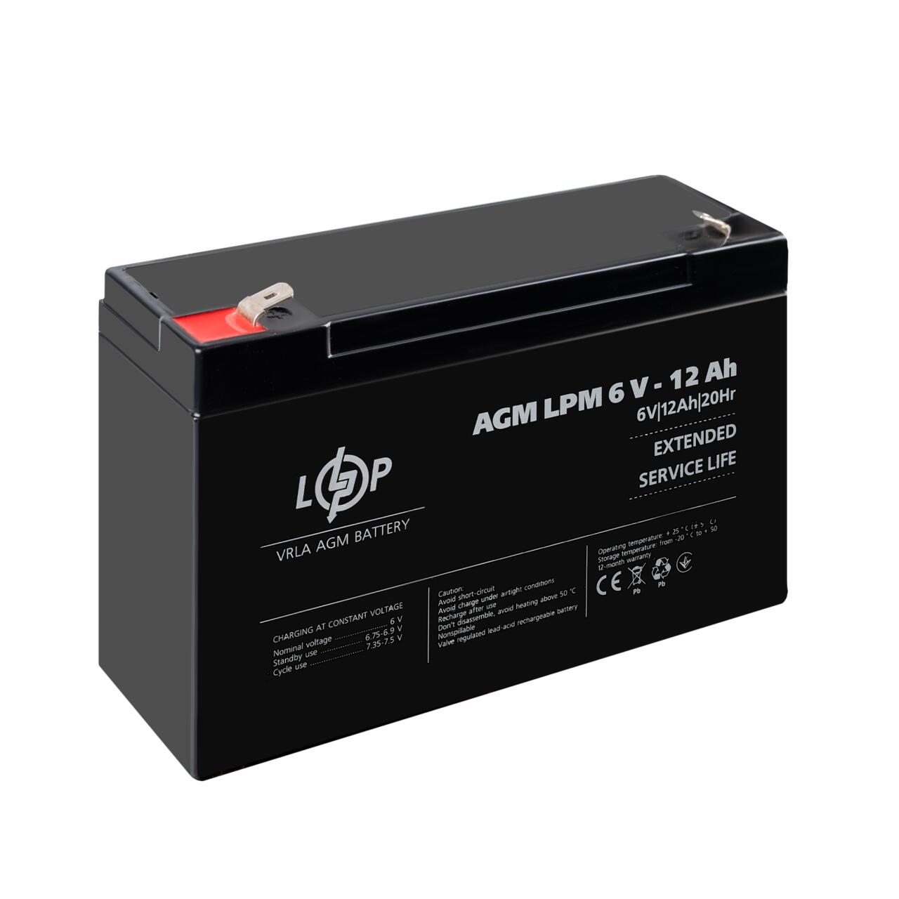 Акумулятор AGM LPM 6V - 12 Ah Акумулятор AGM LPM 6V - 12 Ah