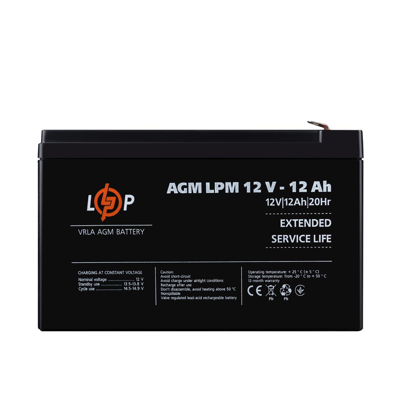 Акумулятор AGM LPM 12V - 12 Ah Акумулятор AGM LPM 12V - 12 Ah