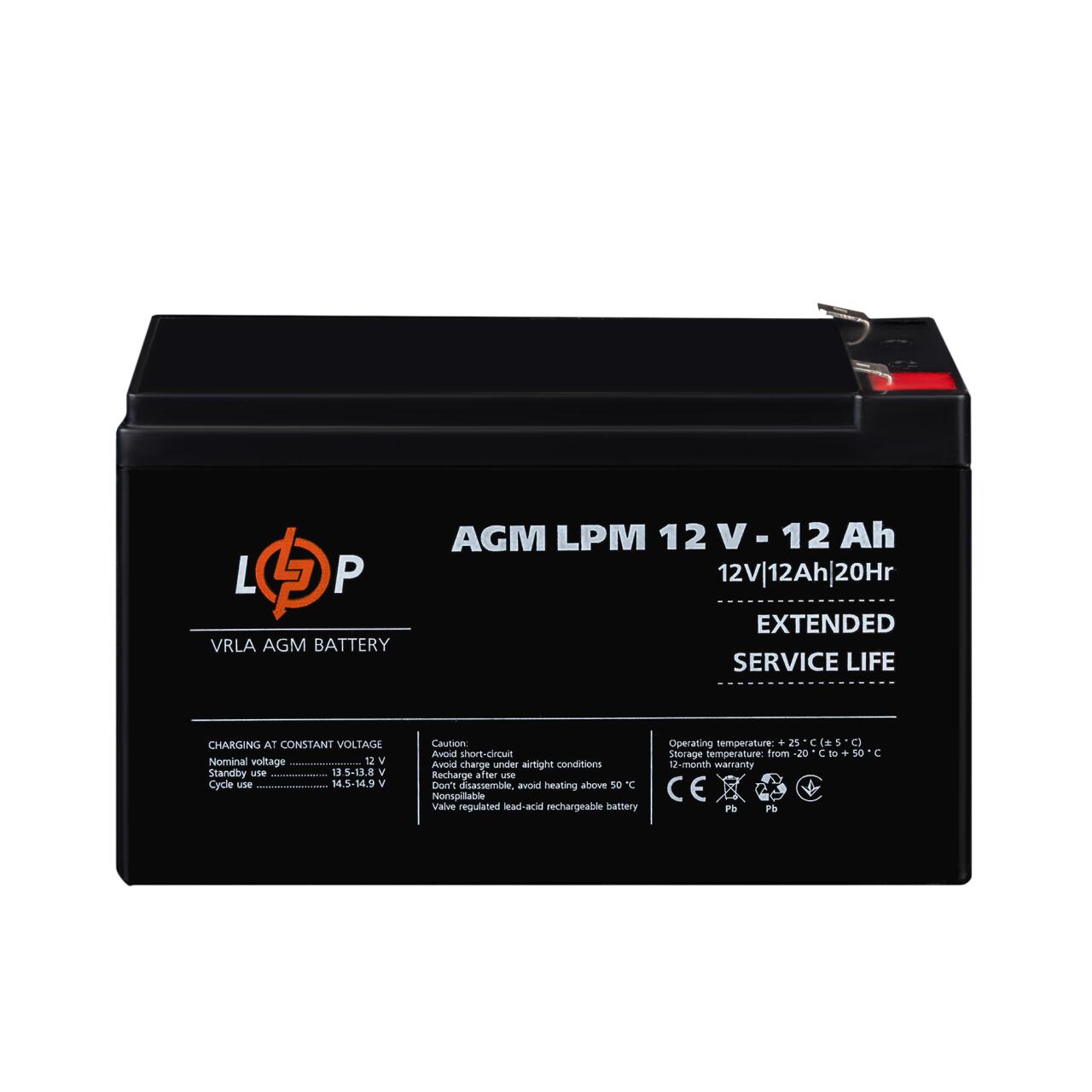 Акумулятор AGM LPM 12V - 12 Ah Акумулятор AGM LPM 12V - 12 Ah