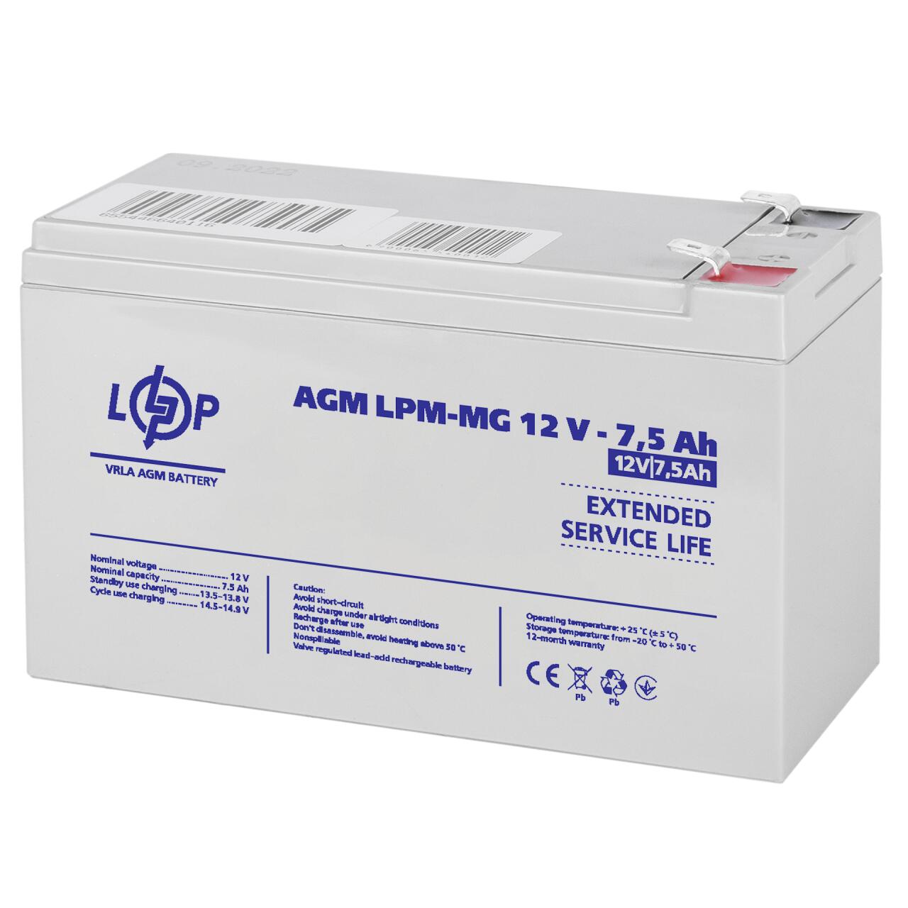 Акумулятор мультигелевий LPM-MG 12V - 7.5 Ah Акумулятор мультигелевий LPM-MG 12V - 7.5 Ah