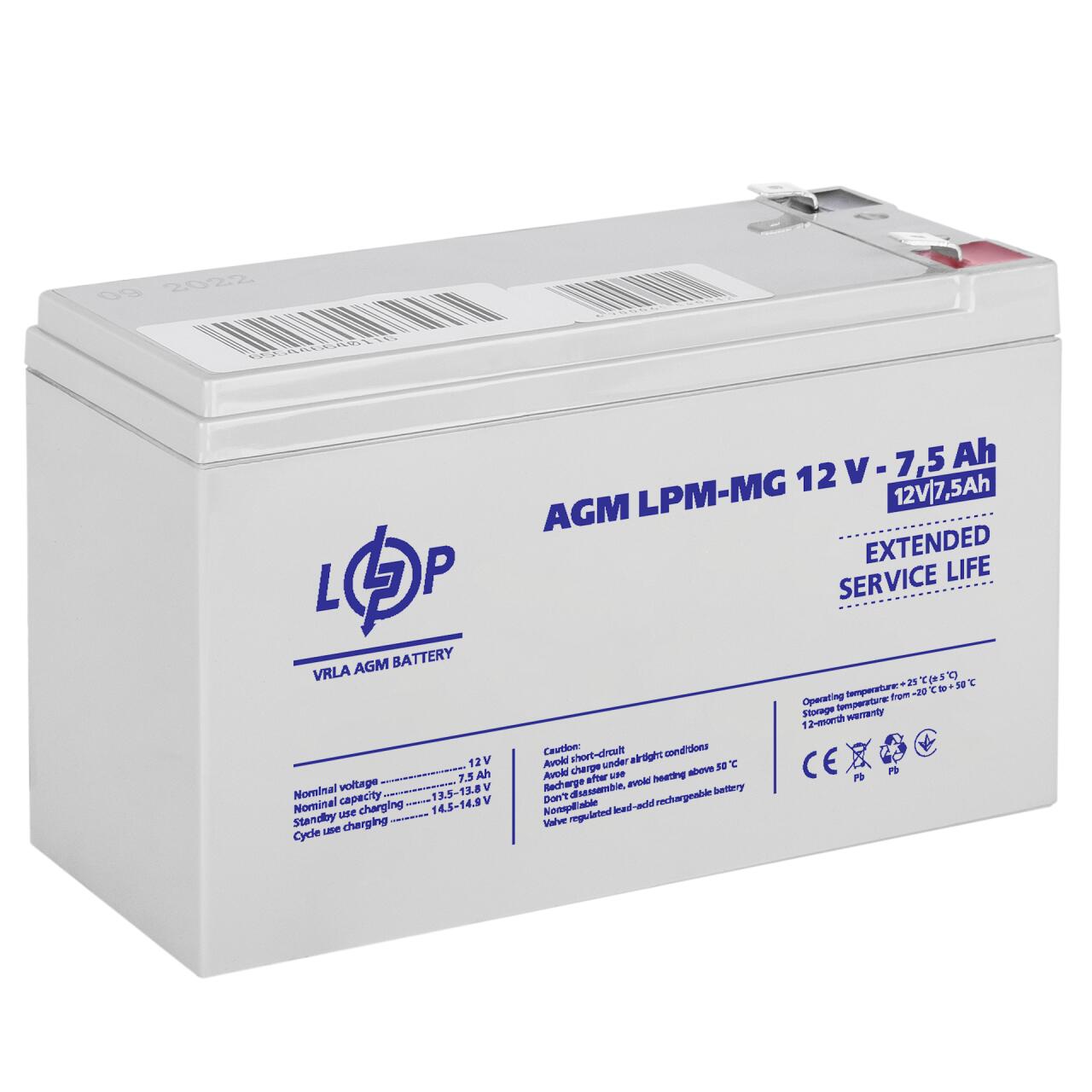 Акумулятор мультигелевий LPM-MG 12V - 7.5 Ah Акумулятор мультигелевий LPM-MG 12V - 7.5 Ah