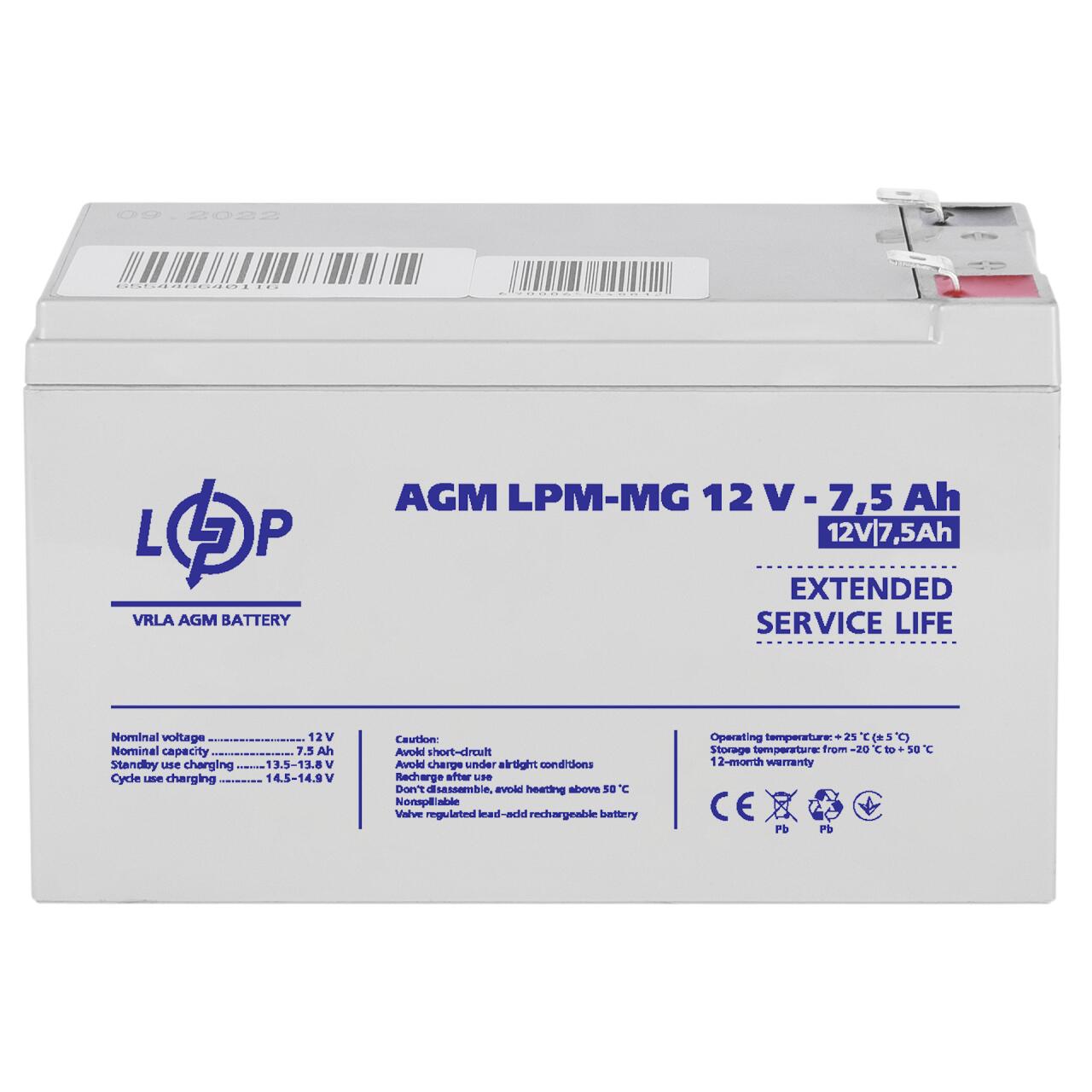 Акумулятор мультигелевий LPM-MG 12V - 7.5 Ah Акумулятор мультигелевий LPM-MG 12V - 7.5 Ah