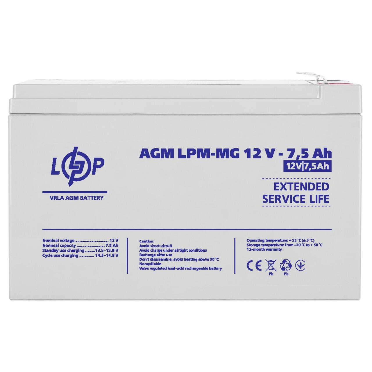 Акумулятор мультигелевий LPM-MG 12V - 7.5 Ah Акумулятор мультигелевий LPM-MG 12V - 7.5 Ah