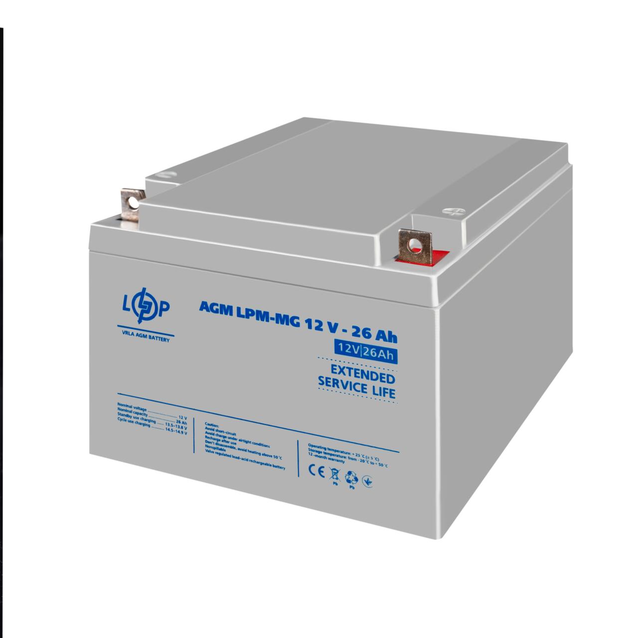 Акумулятор мультигелевий LPM-MG 12V - 26 Ah Акумулятор мультигелевий LPM-MG 12V - 26 Ah