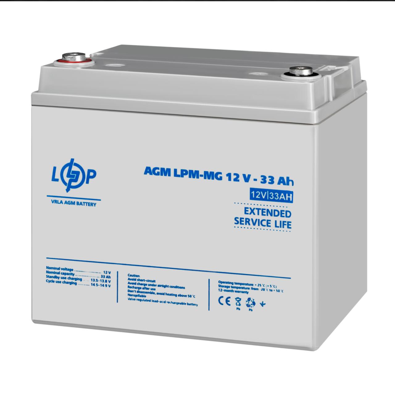 Акумулятор мультигелевий LPM-MG 12V - 33 Ah Акумулятор мультигелевий LPM-MG 12V - 33 Ah