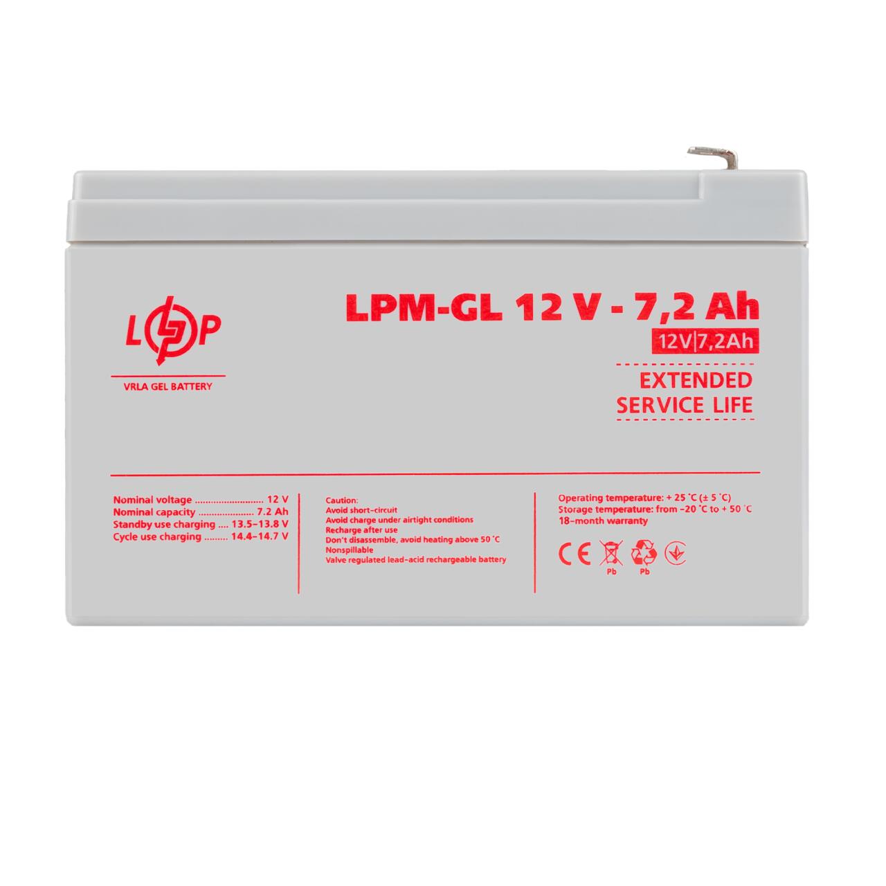 Акумулятор гелевий LPM-GL 12V - 7.2 Ah Акумулятор гелевий LPM-GL 12V - 7.2 Ah