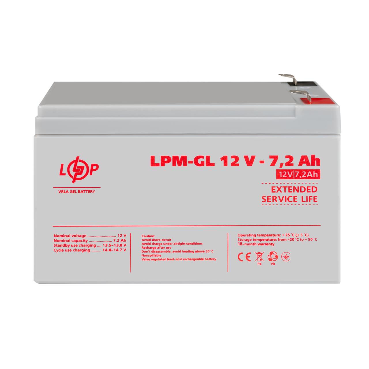 Акумулятор гелевий LPM-GL 12V - 7.2 Ah Акумулятор гелевий LPM-GL 12V - 7.2 Ah