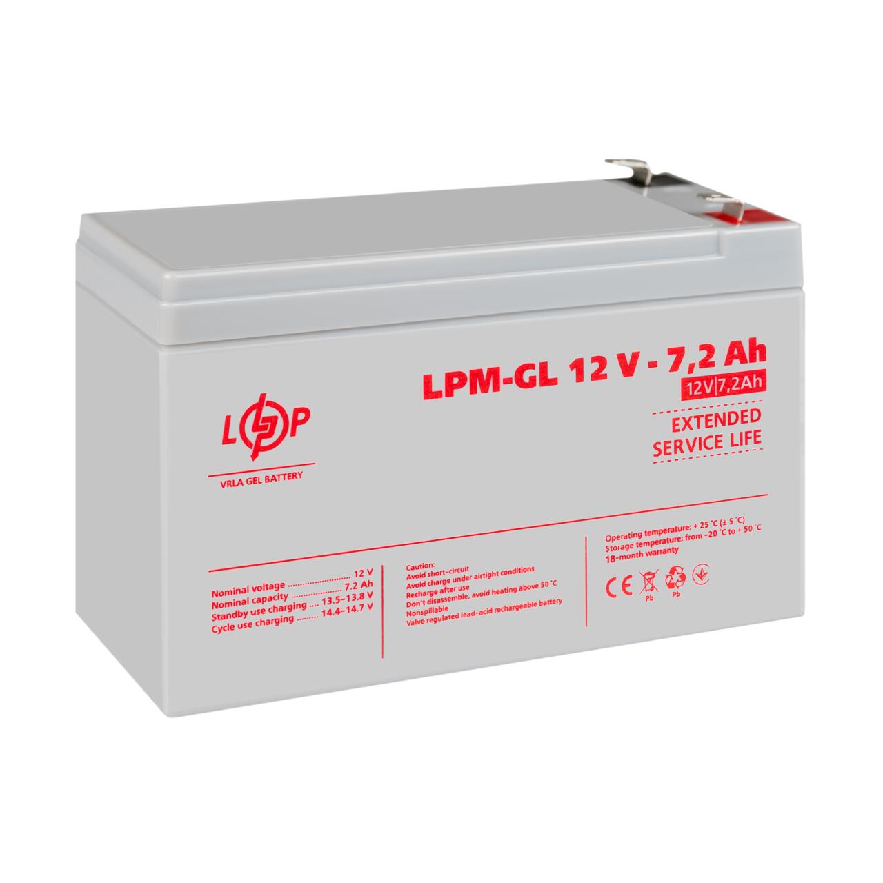 Акумулятор гелевий LPM-GL 12V - 7.2 Ah Акумулятор гелевий LPM-GL 12V - 7.2 Ah