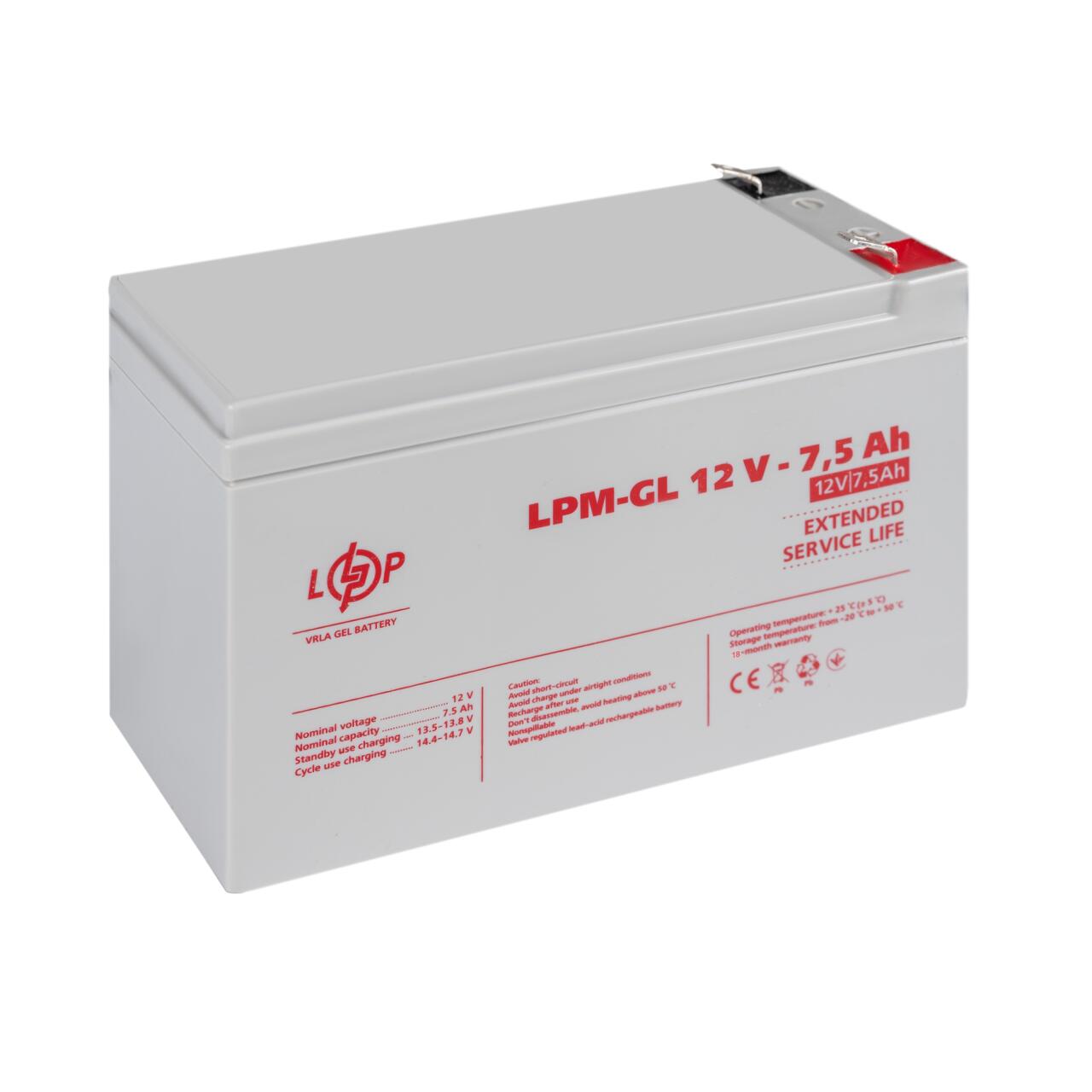 Акумулятор гелевий LPM-GL 12V - 7.5 Ah Акумулятор гелевий LPM-GL 12V - 7.5 Ah